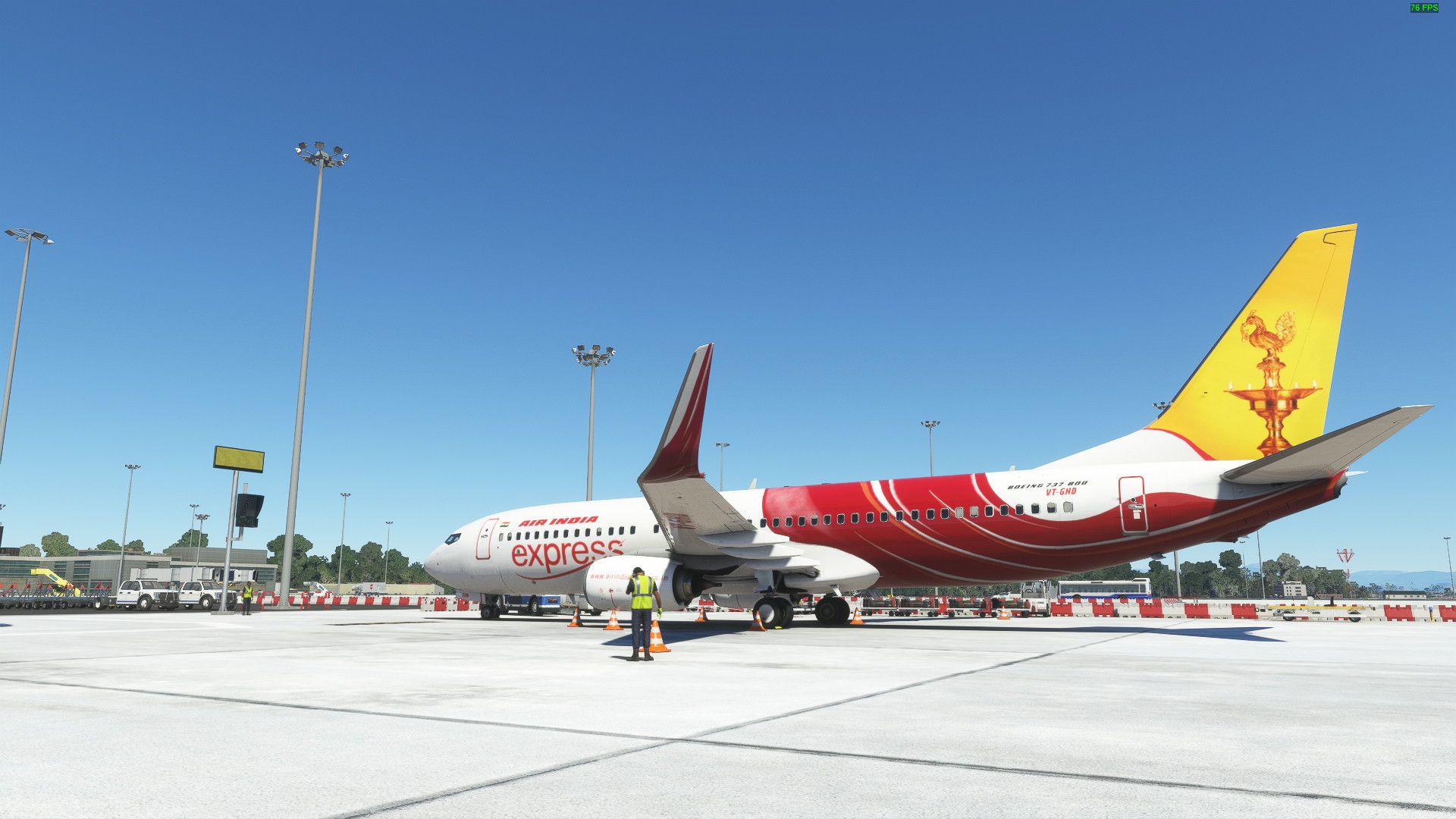 1920x1080 Air India Express VT GHD Samai / Diya Tail Design PMDG B738 [4K] Liveries For MSFS