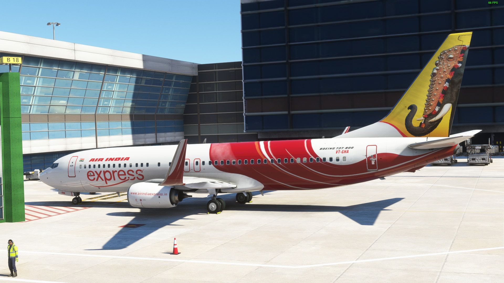 1920x1080 Air India Express VT GHA Indian Elephant / Camel Tail Design PMDG B738 [4K] Liveries For MSFS