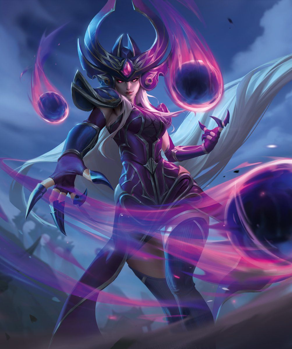 1003x1200 Syndra, Transcendent champion unit illustration by Naifan Zhang for Riftbound Unleashed