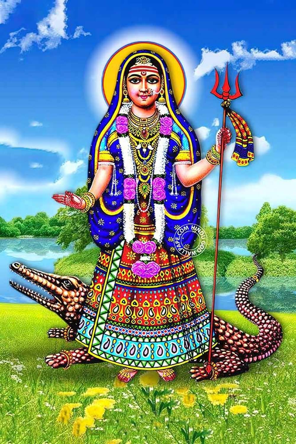 1001x1500 Goddess Khodiyar Maa Religious Waterproof Vinyl Sticker Poster.. (24 Inch X 18 Inch) Can2924 2 Fine Art Print
