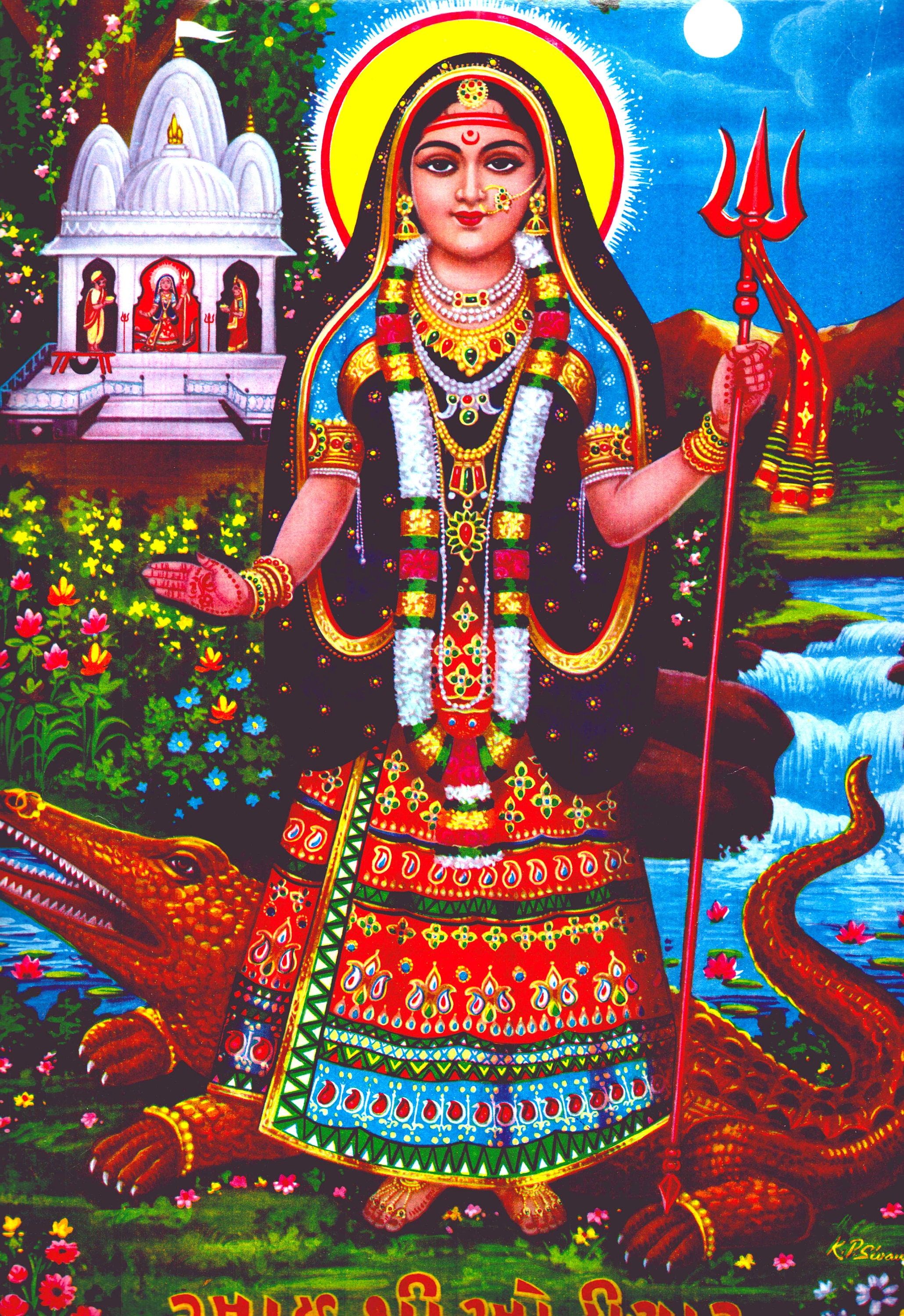 2060x3000 Khodiyar Maa Poster Print Vintage Hindu Goddess Picture Indian Religious Devotional Vintage Style Wall Art Mandir