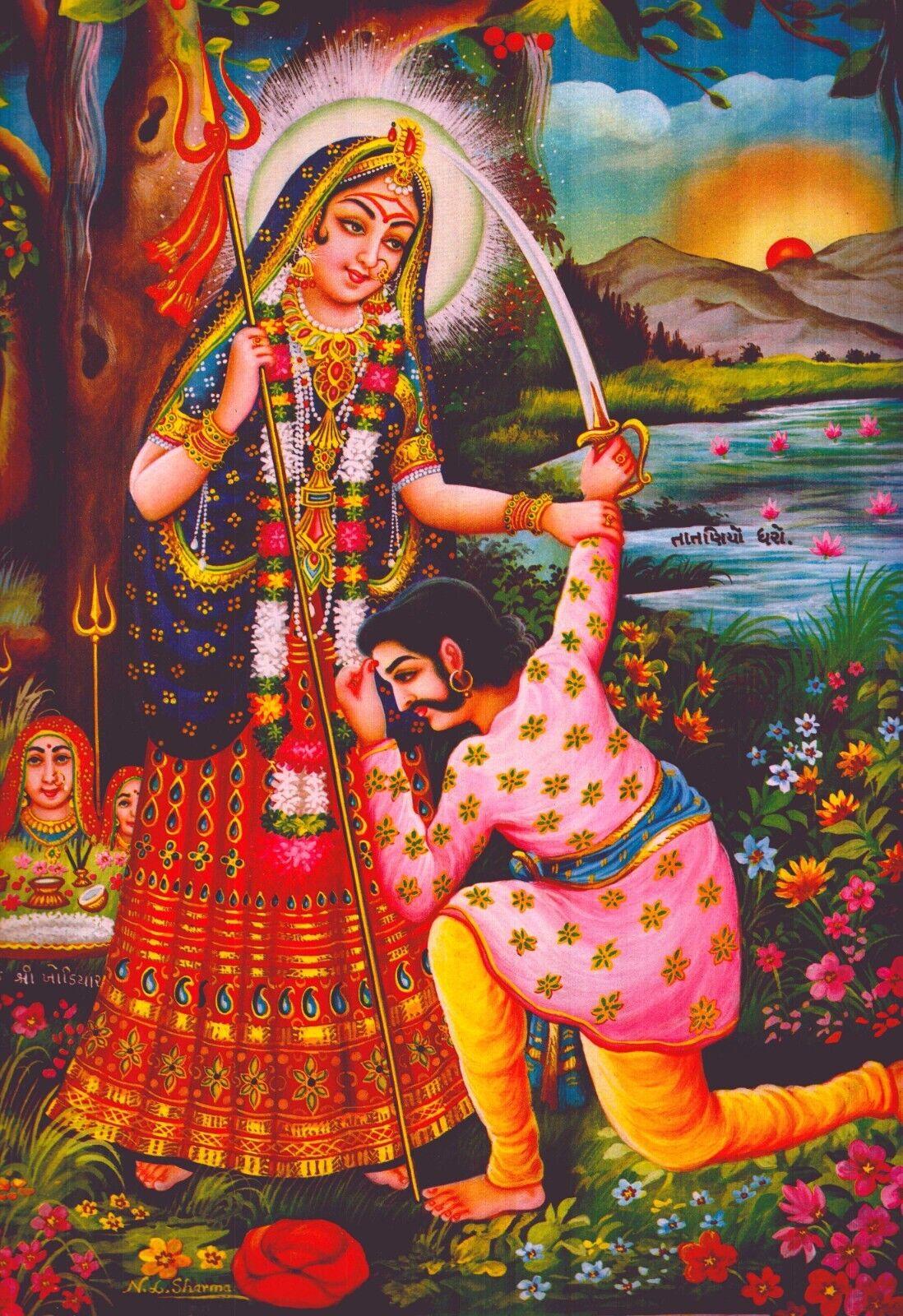 1098x1600 Hindu God Khodiyar Maa Mataji Print Vintage Goddess Poster Picture Religous Wall