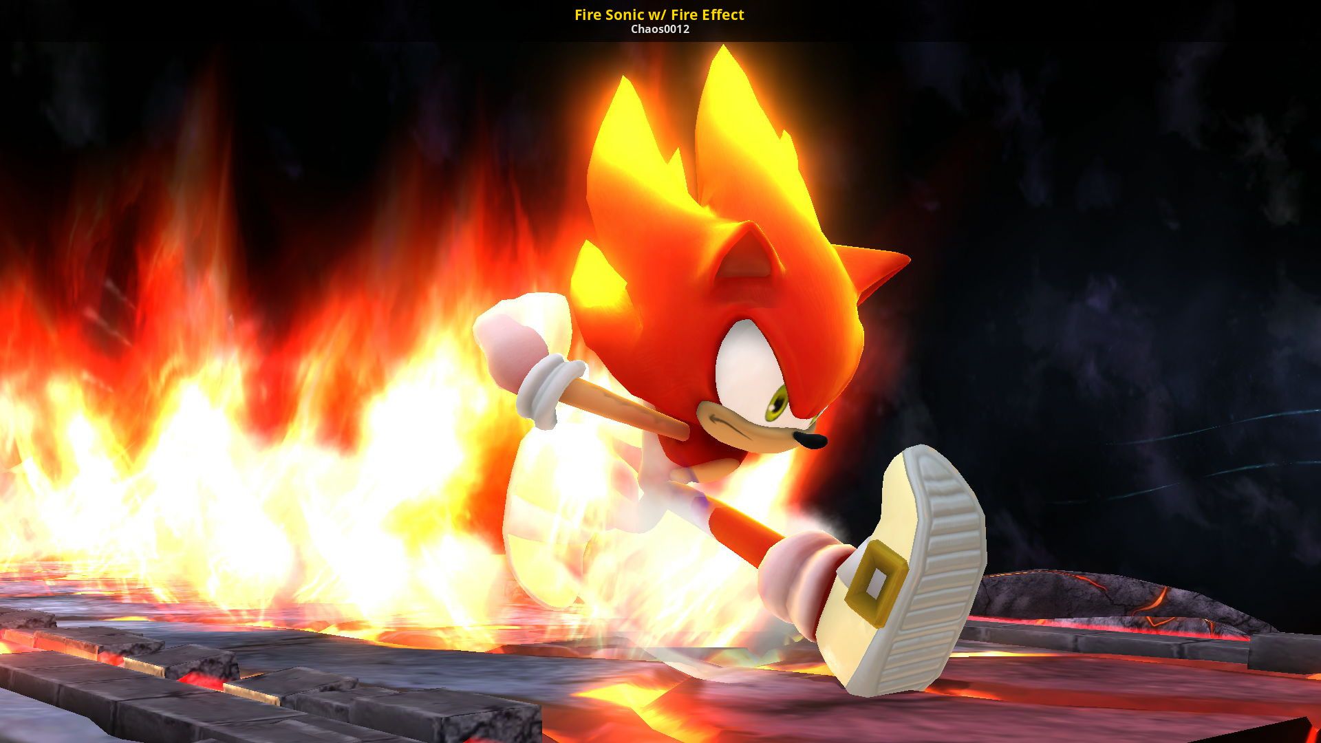 1920x1080 Fire Sonic w/ Fire Effect Mod for Super Smash Bros. (Wii U)