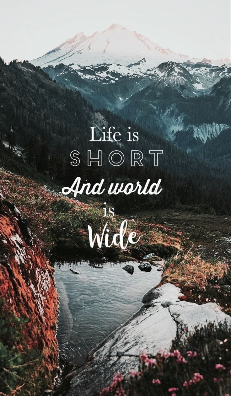 736x1262 Life is Short, World is Wide Quote. Wanderlust wallpaper iphone, Adventure quote on mountain background, Travel wallpaper