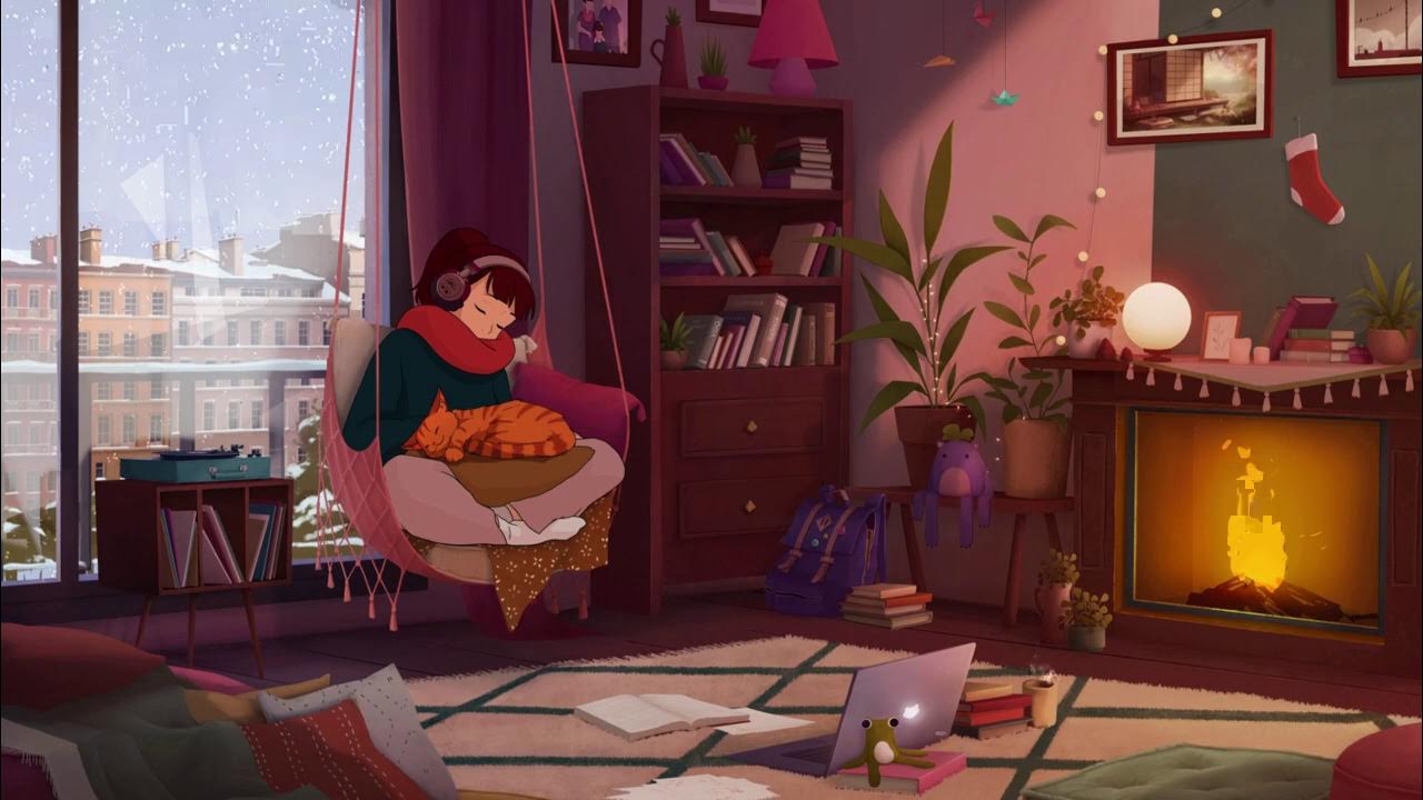 1280x720 Anime Lofi Winter Wallpaper