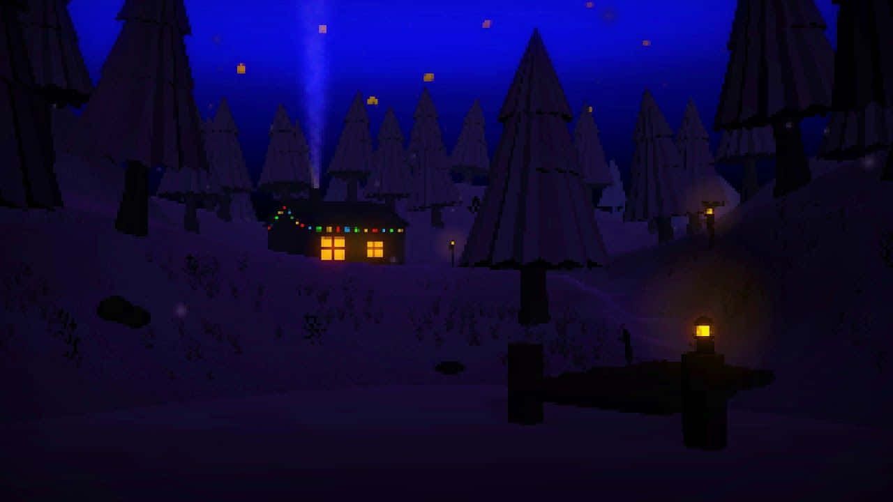 1280x720 Download Snow Cabin Lo Fi Desktop Wallpaper