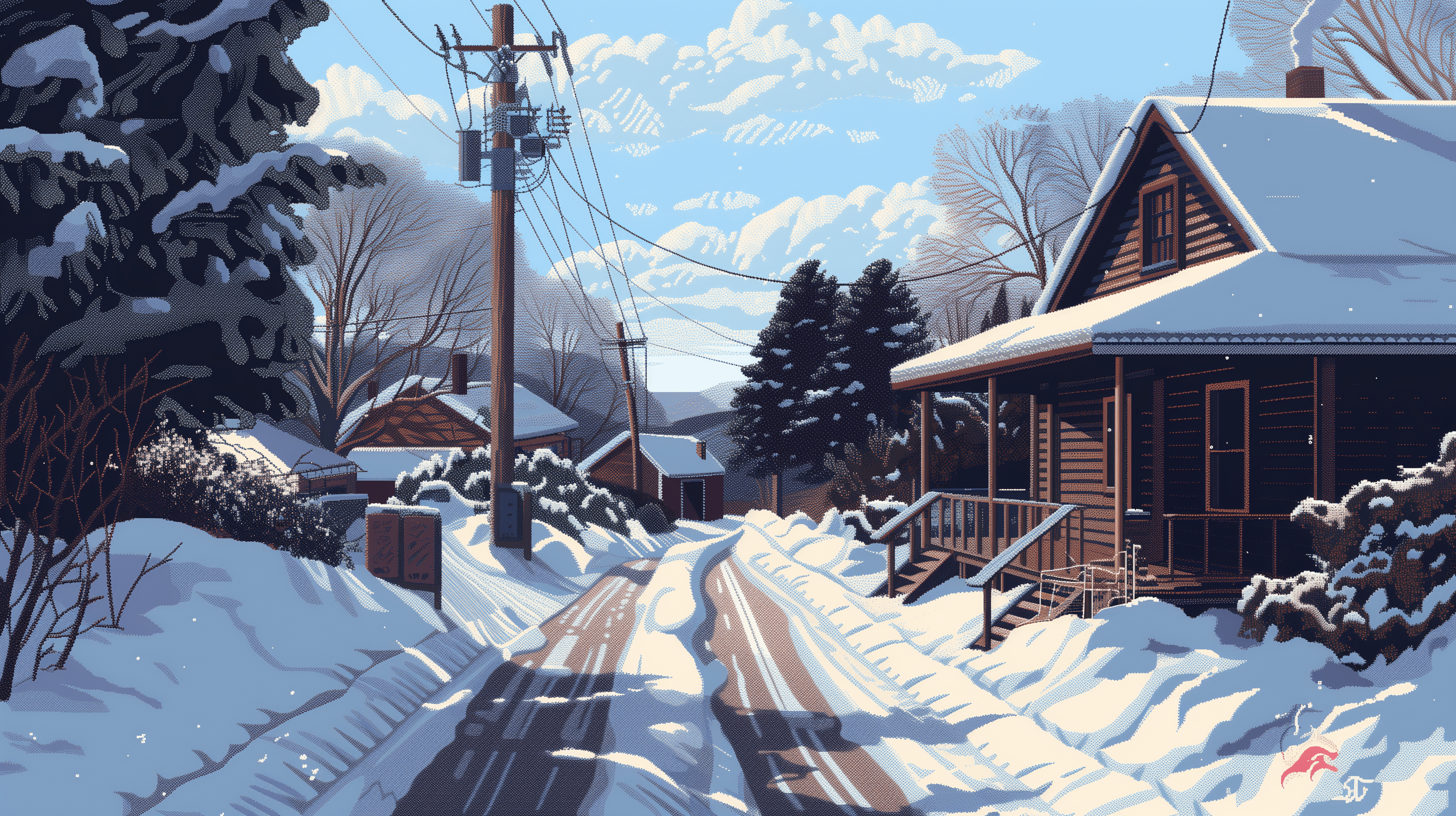 2912x1632 Winter Wonderland: Snowy Road HD Wallpaper