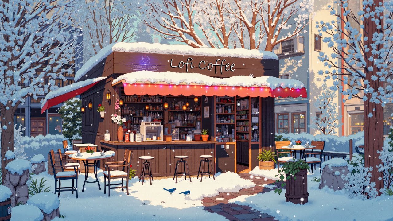 1280x720 Snowy Winter Cafe ☕ December Lofi Chill ❄️ Deep Focus For Study Work [ Lofi Hip Hop Coffee ]