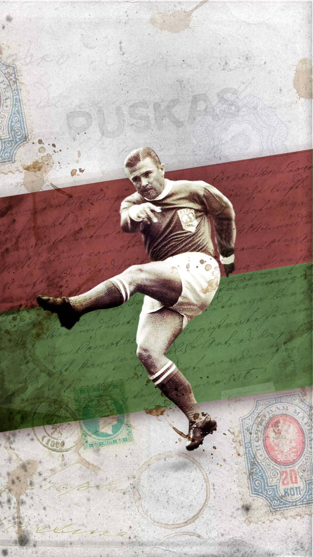 1080x1920 Download Ferenc Puskás Stylized Poster Wallpaper