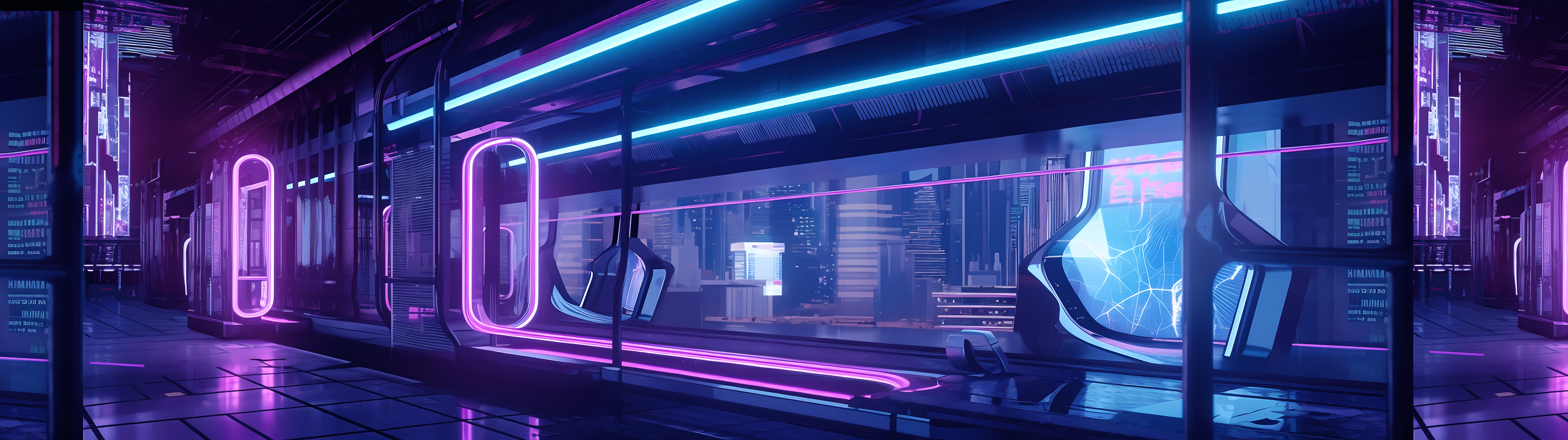 5120x1440 Night in neon city [5120x1440]