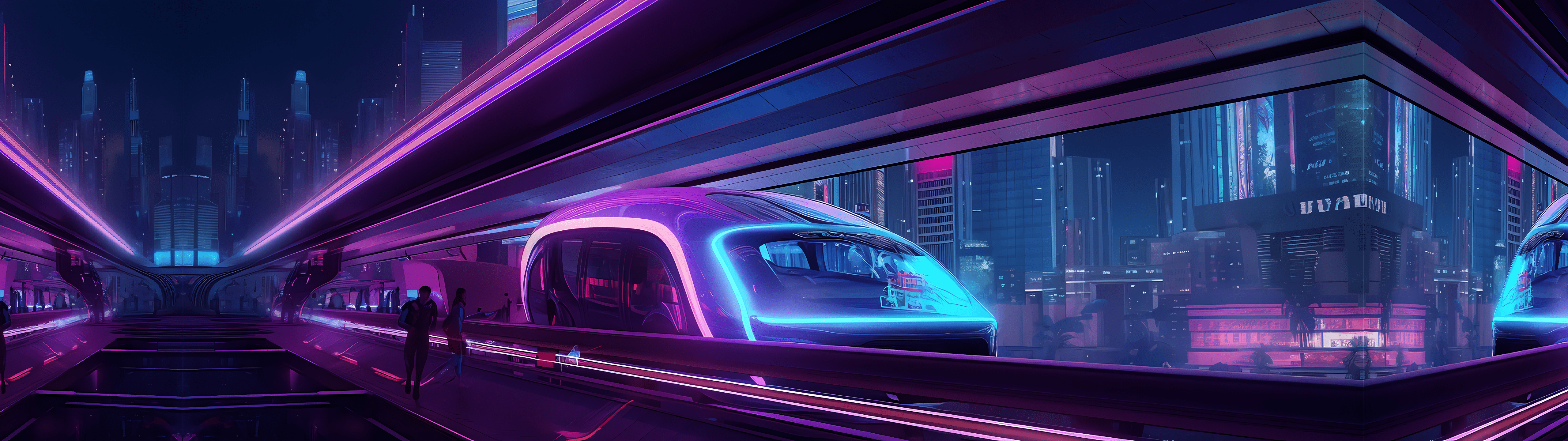 5120x1440 Night in neon city [5120x1440]