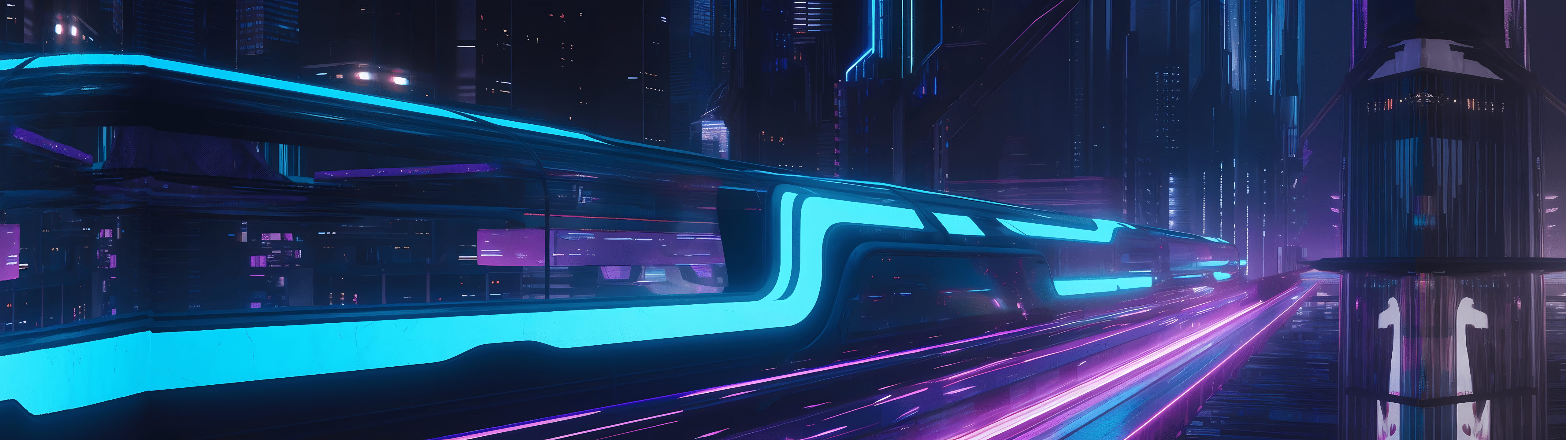 5120x1440 Night in neon city [5120x1440]