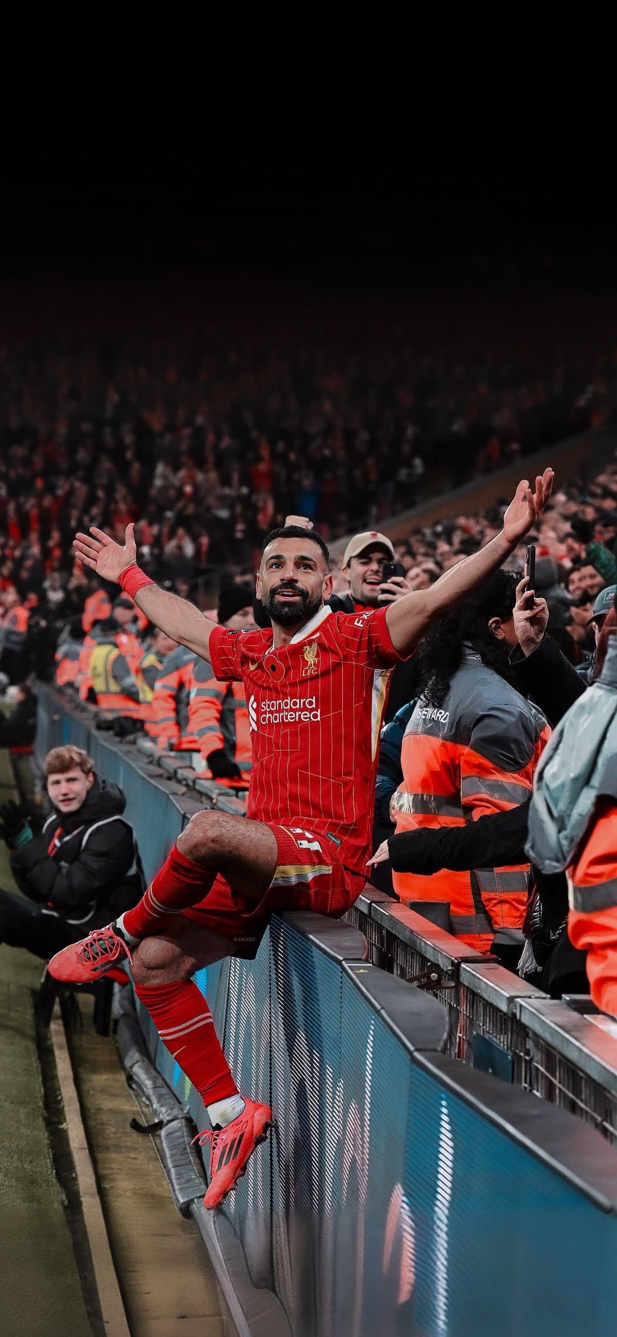 1200x2599 Mohamed Salah celebrates with Liverpool fans Football Wallpaper