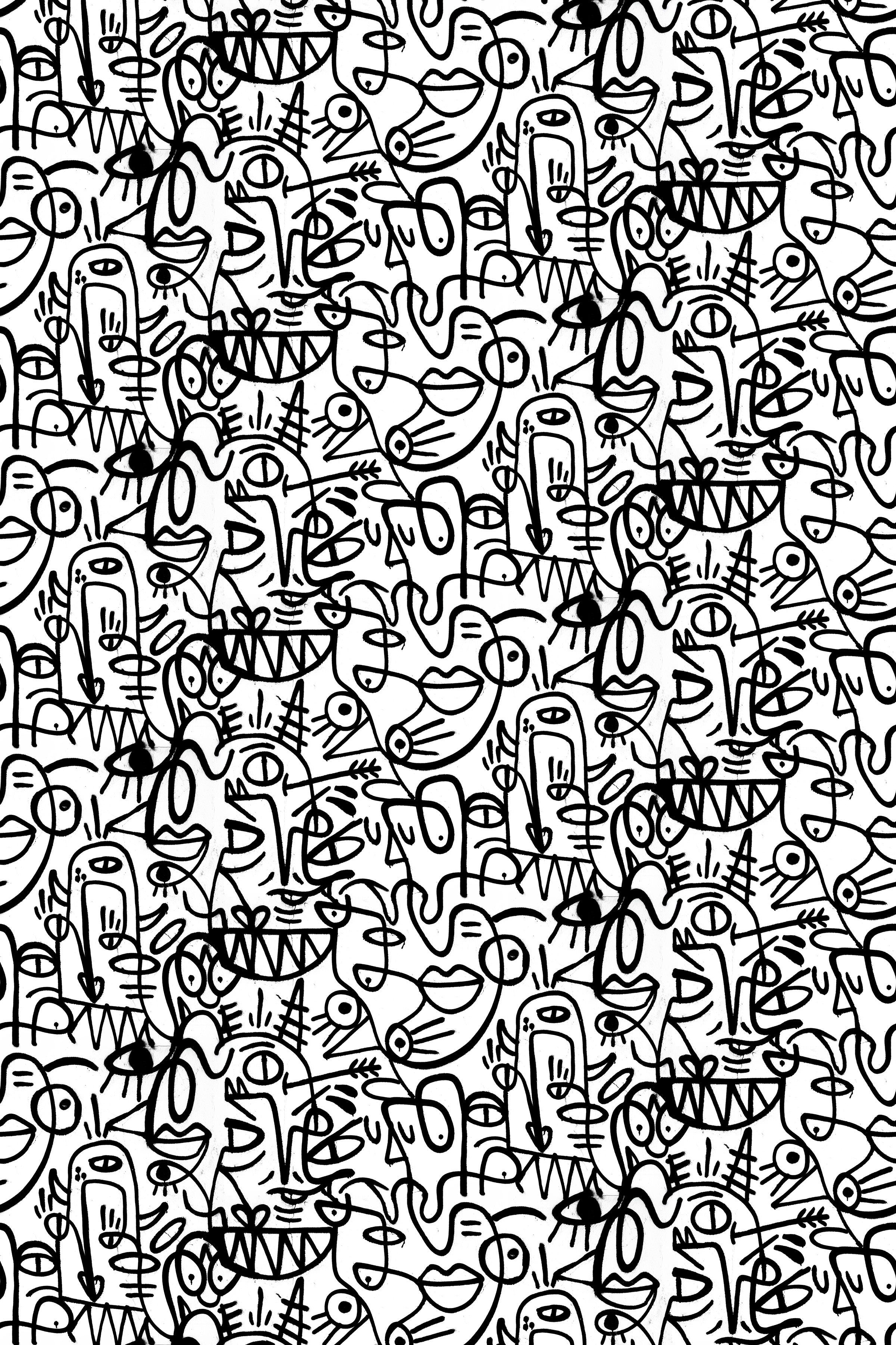 2400x3600 Doodles Wallpaper Art Wallpaper for Home- Eazywallz Eazystick / 24 x 180 (61cm x 457cm)