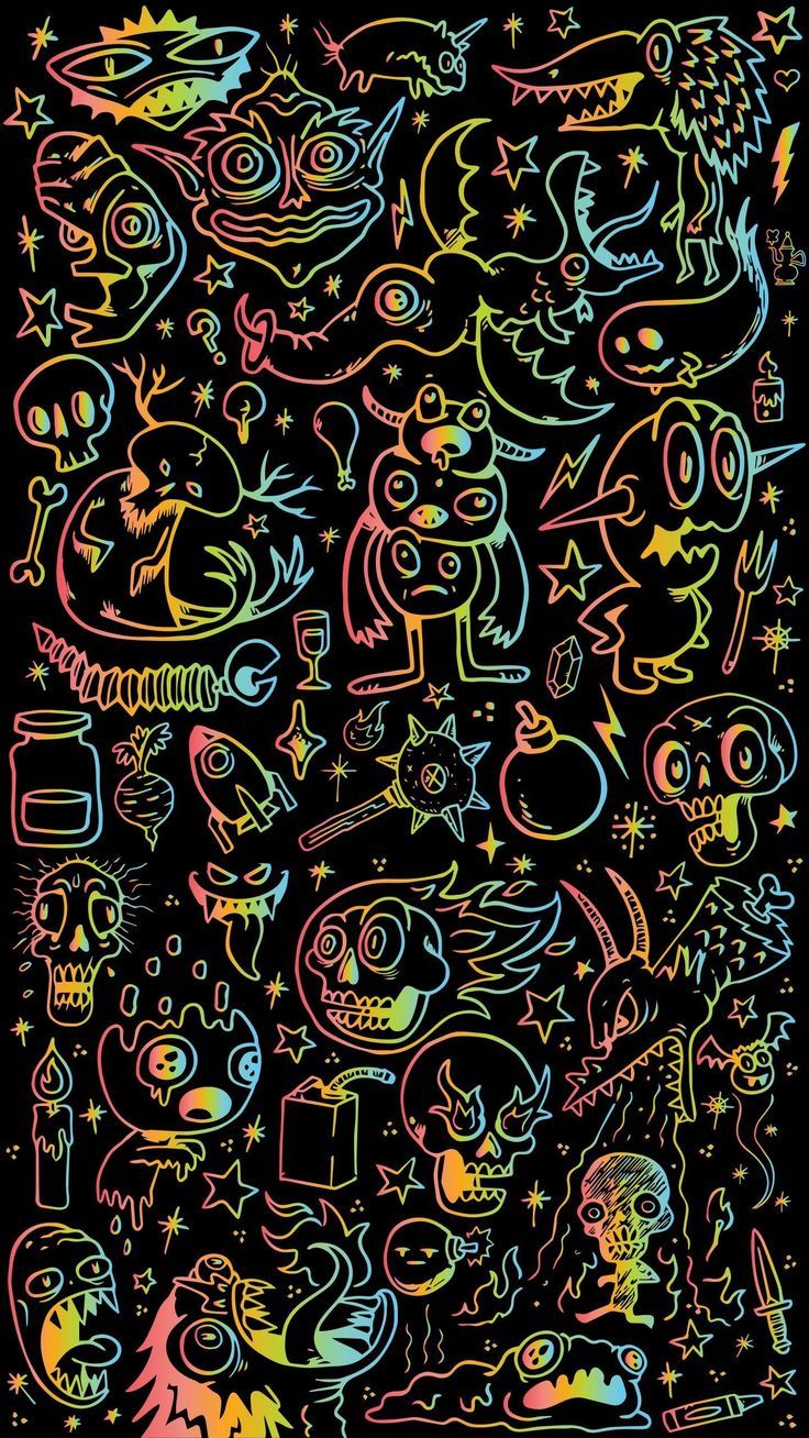 736x1308 Doodle Wallpaper Free Doodle Background - Doodle on black background, Wallpaper ideas, Cool background