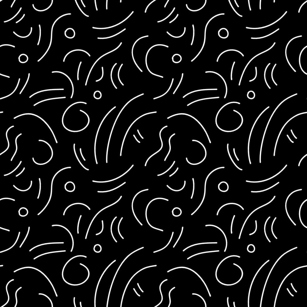 980x980 Fun seamless line doodle pattern. Hand drawn abstract squiggle style. Black and white background for children or trendy design. Simple scribble wallpaper print
