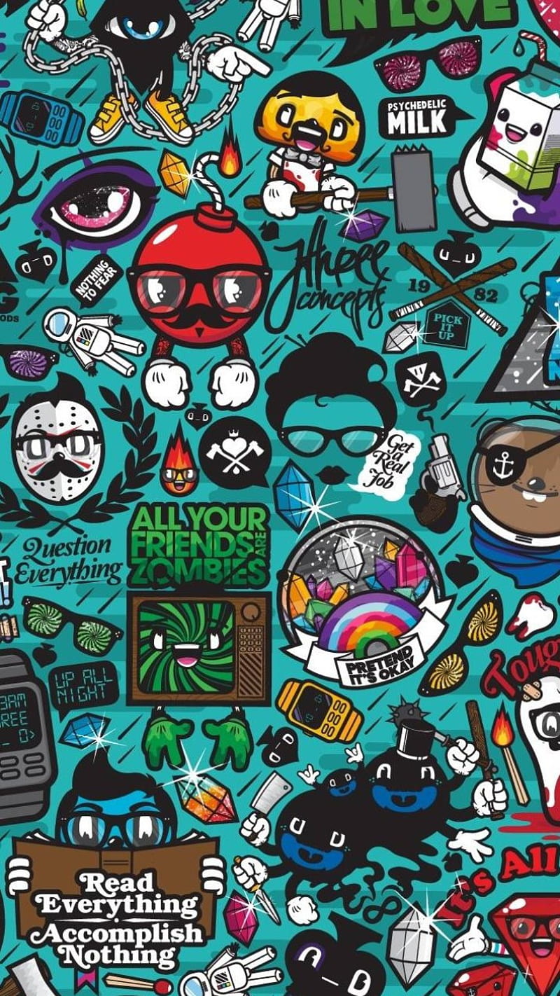 800x1422 HD scribble art wallpaper