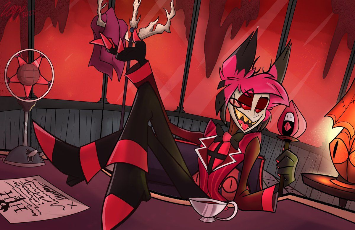 1200x779 Good evening citizens of Pentagram City! It's your's truly, Alastor the Radio Demon, coming to you live from the Hazbin Hotel! Loved workin' on the background and lighting for this one! Can't