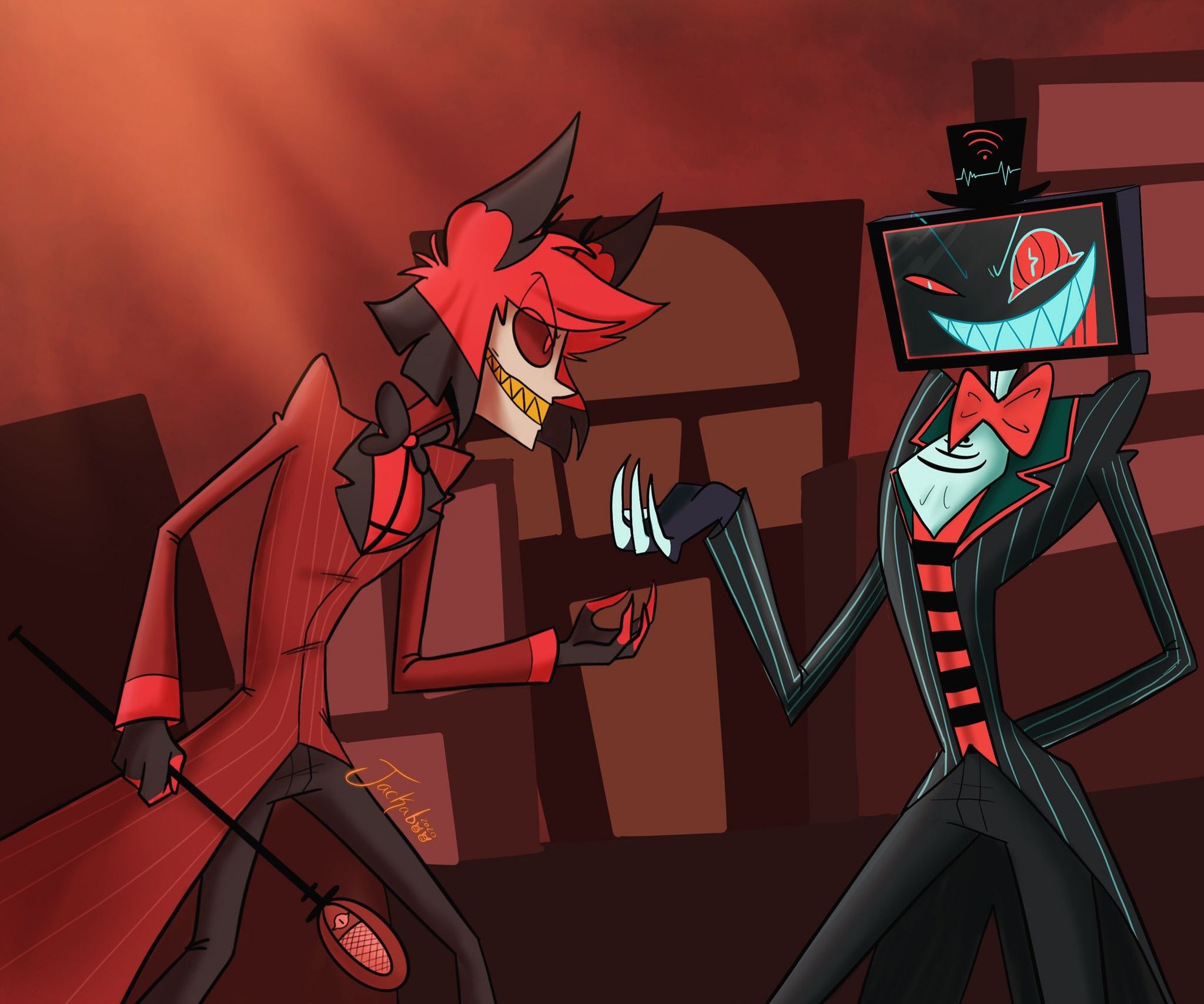 2048x1707 Download Vox (Hazbin Hotel) Alastor (Hazbin Hotel) TV Show Hazbin Hotel HD Wallpaperx1707
