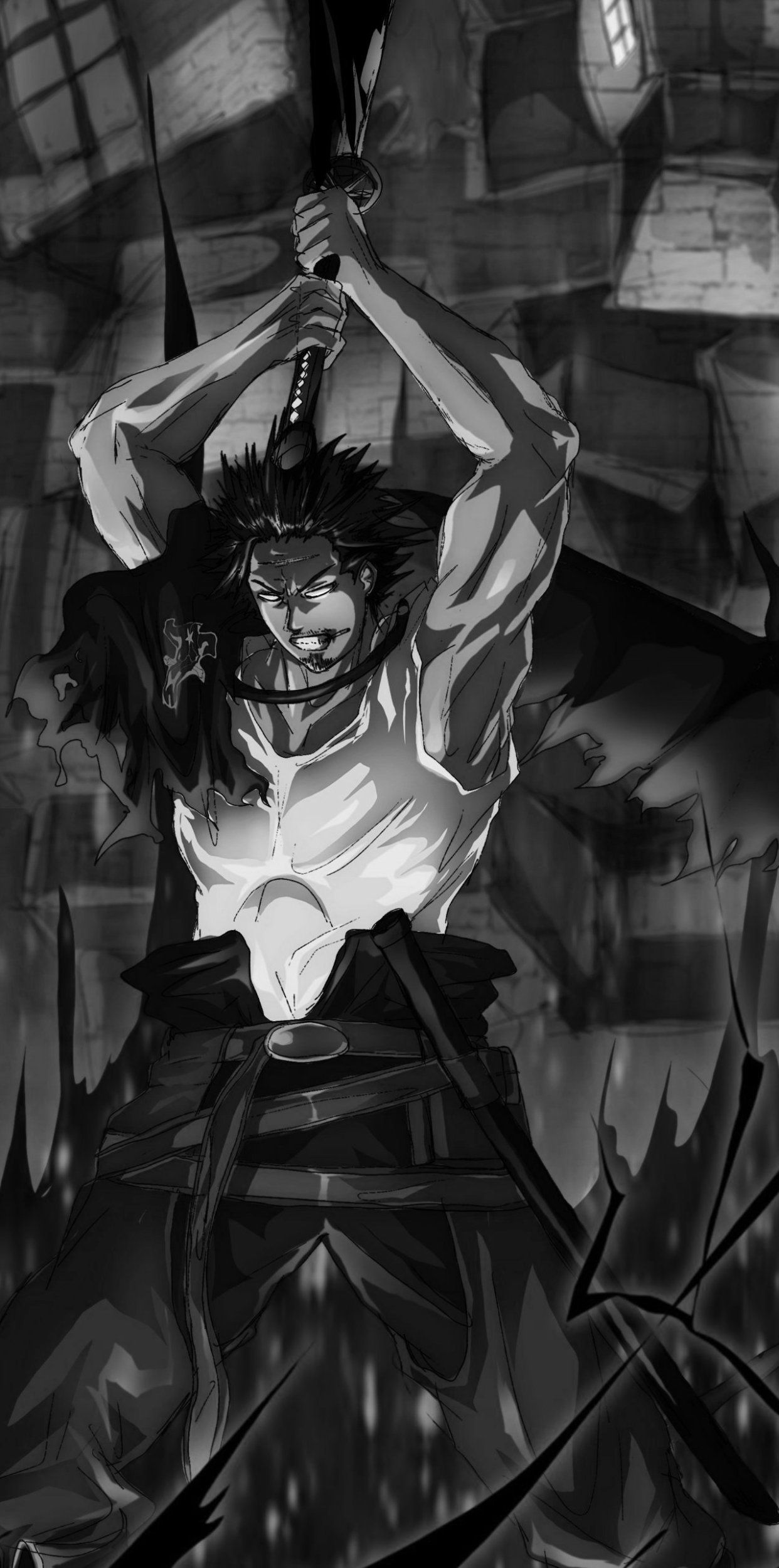 1242x2500 Black Clover: Fierce Warrior Phone Wallpaper