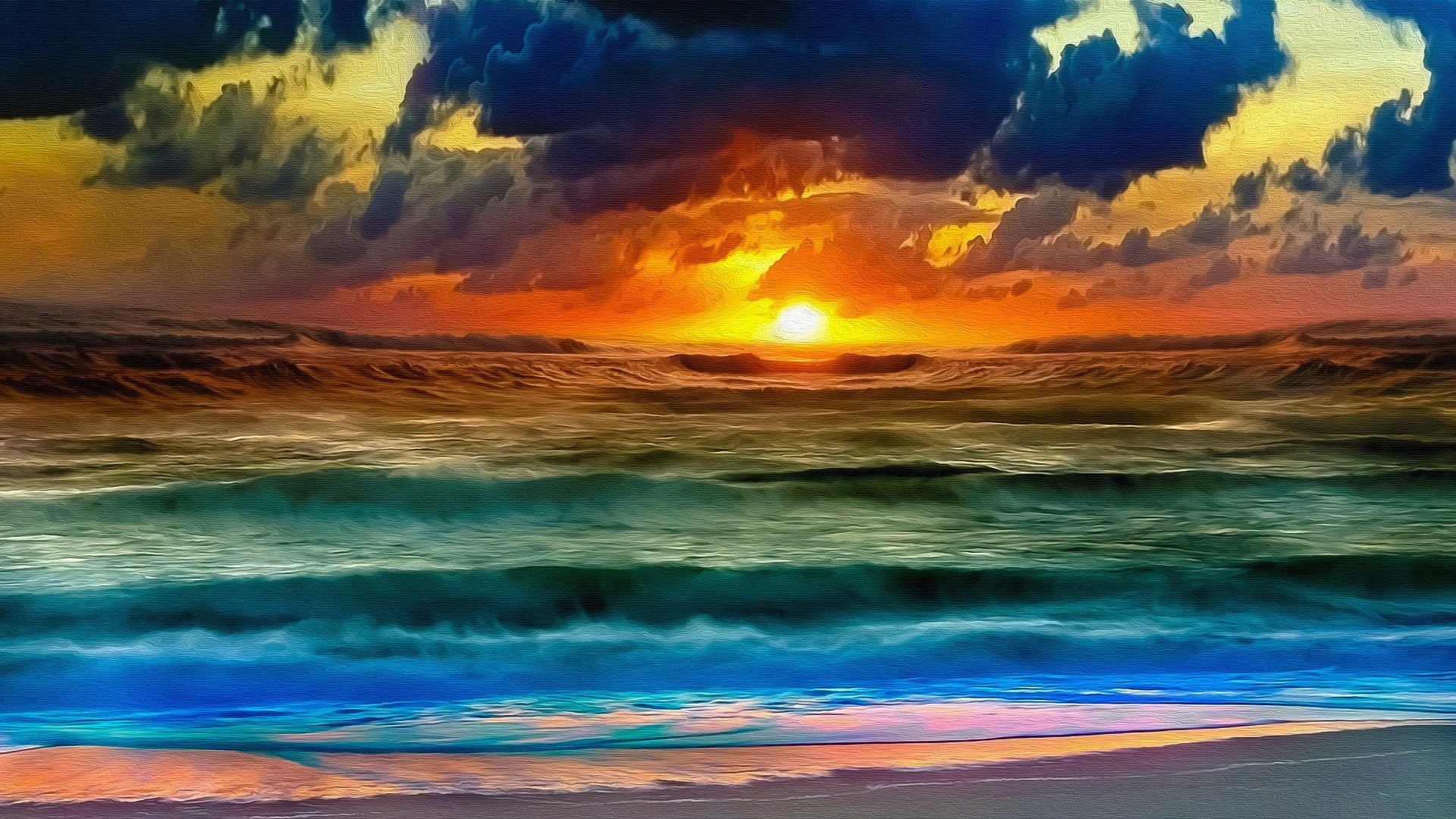 1920x1080 Ocean Sunset on Canvas