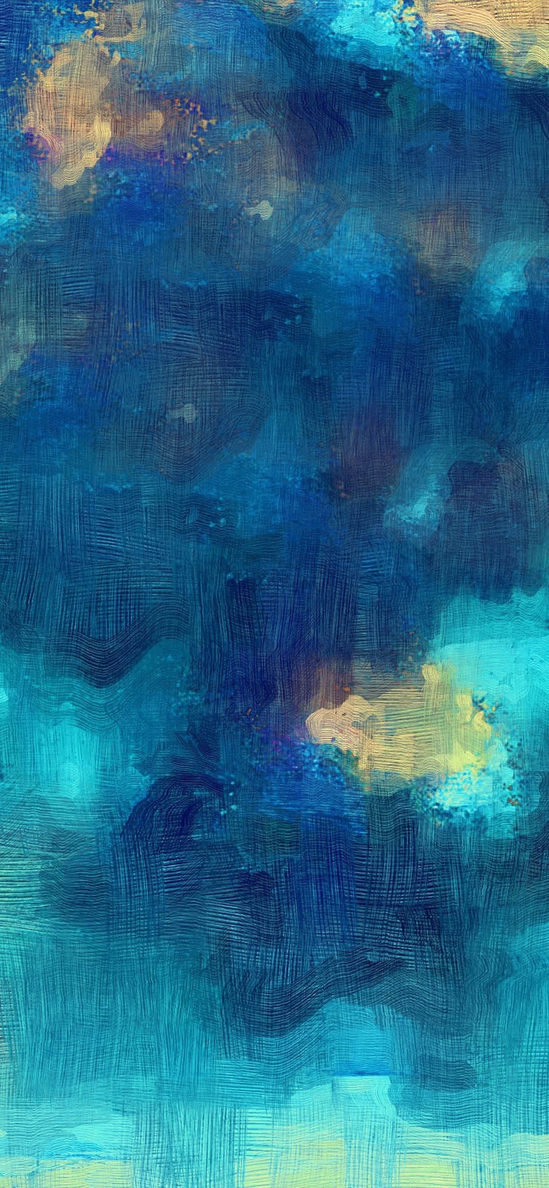1125x2436 Samsung Galaxy Blue Texture Art Oil Painting Pattern iPhone Wallpaper