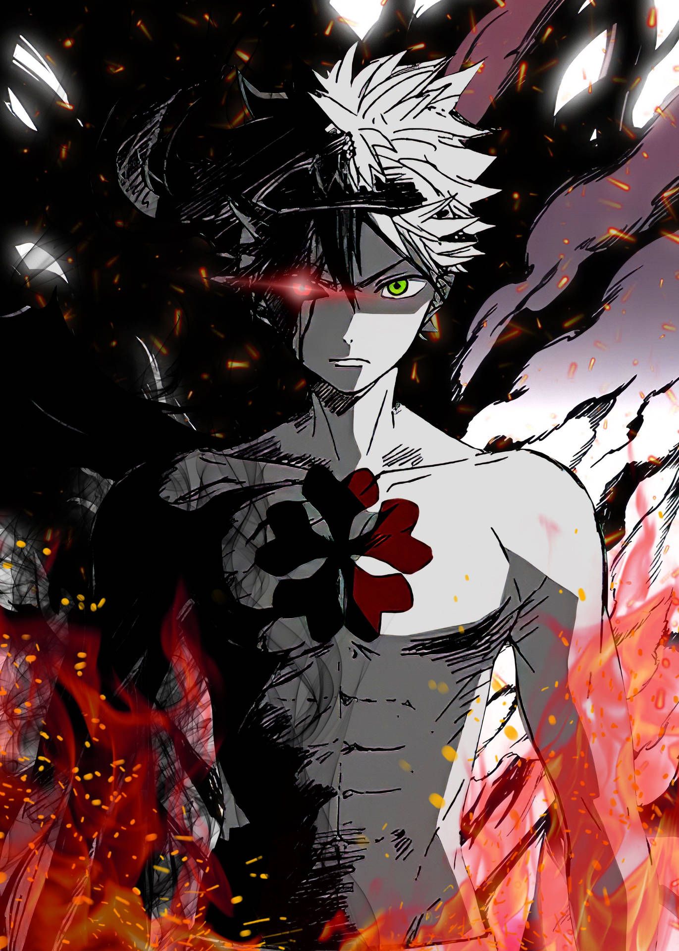 1371x1920 Download Liebe Black Clover Asta Clover Tattoo Wallpaper