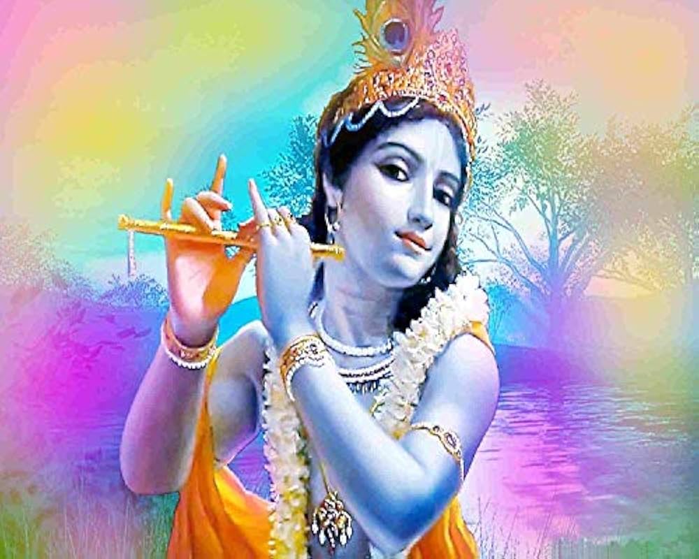 1000x800 Modern Style Lord Krishna Design Wallpaper with 3D Effects. Size 40 X 30 INCHES. : Amazon.in: Home Improvement