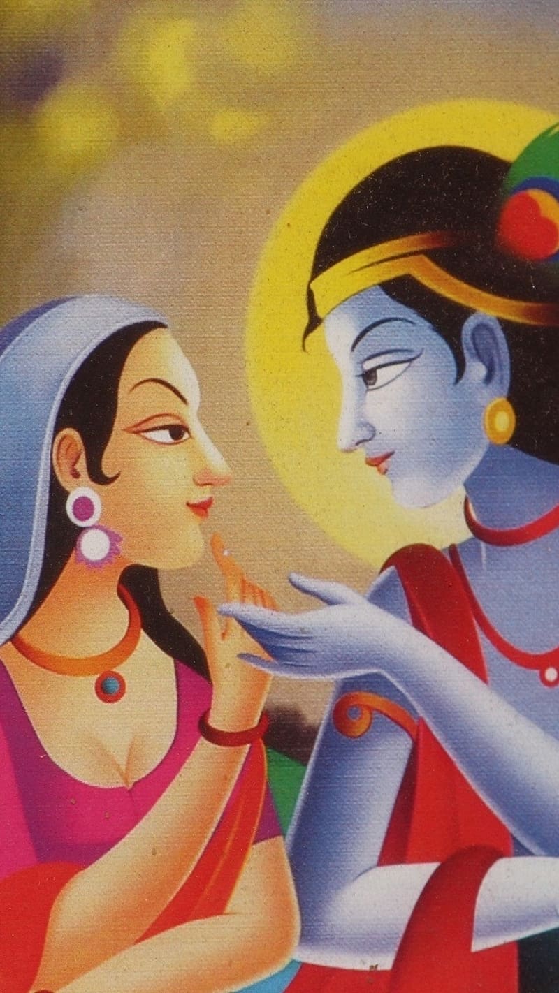 800x1422 Radhe Krishna Painting Pgoto, radhe krishna, painting, ancient, HD phone wallpaper