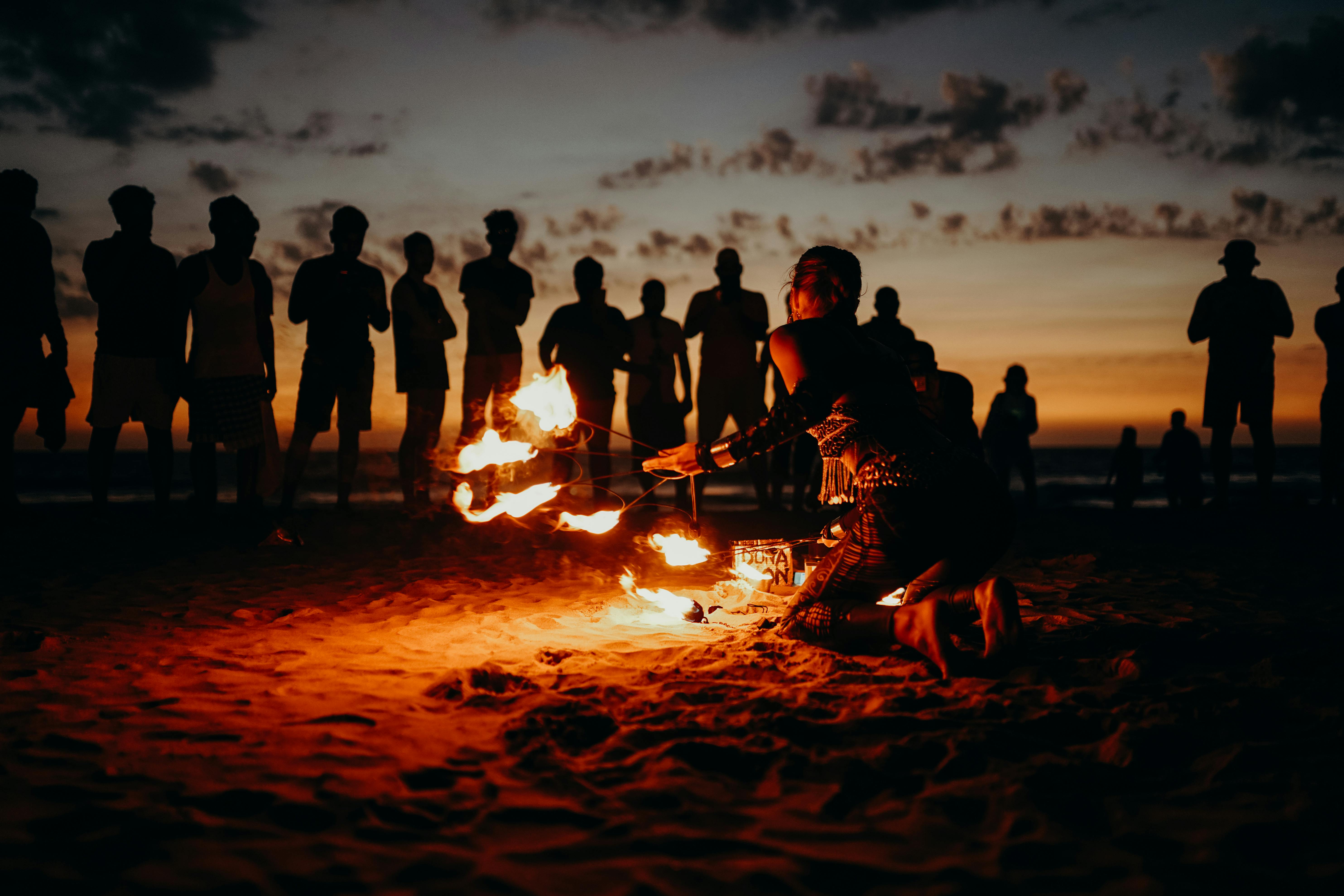 5935x3957 People Standing on Beach during Sunset · Free