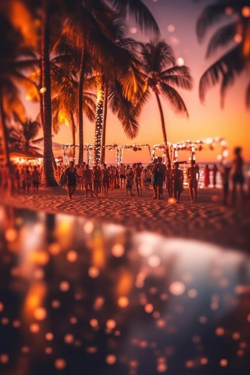 493x740 Sunset beach party background Image
