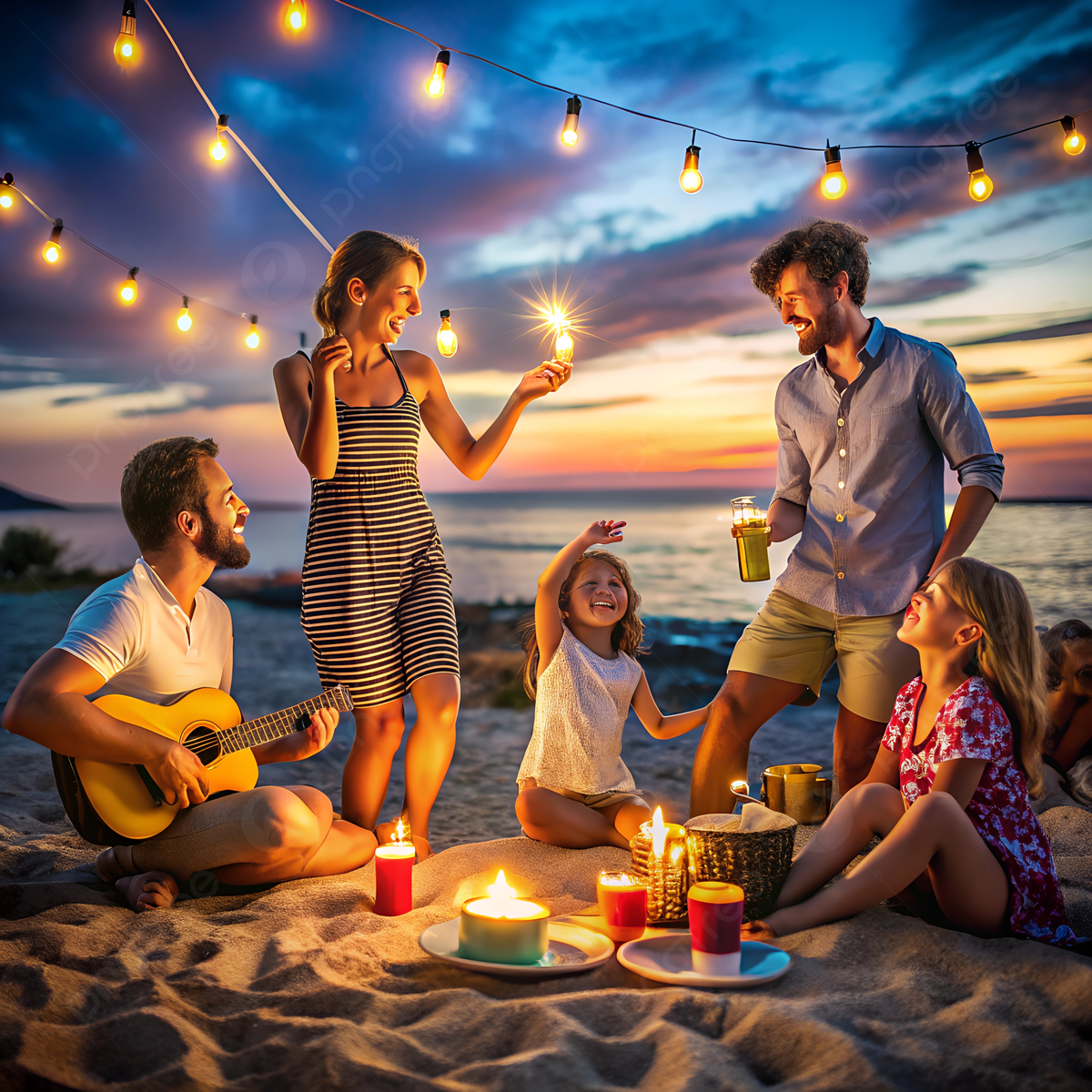 1200x1200 The Family Do Night Party On Beach, Beach, Party, Family Background Image And Wallpaper for Free Download