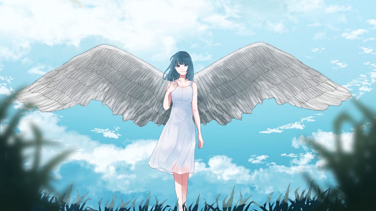 1280x720 Wallpaper angel, girl, wings, anime, art hd, picture, image