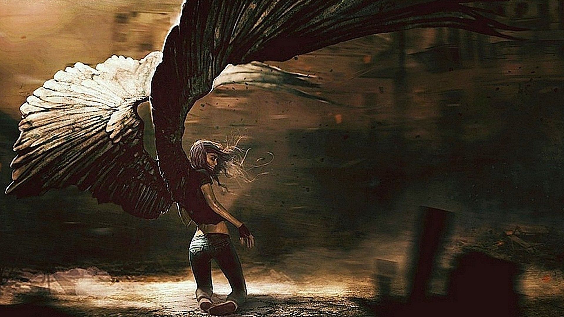 1920x1080 HD Wallpaper: Fantasy Angel with Majestic Wingsx1080