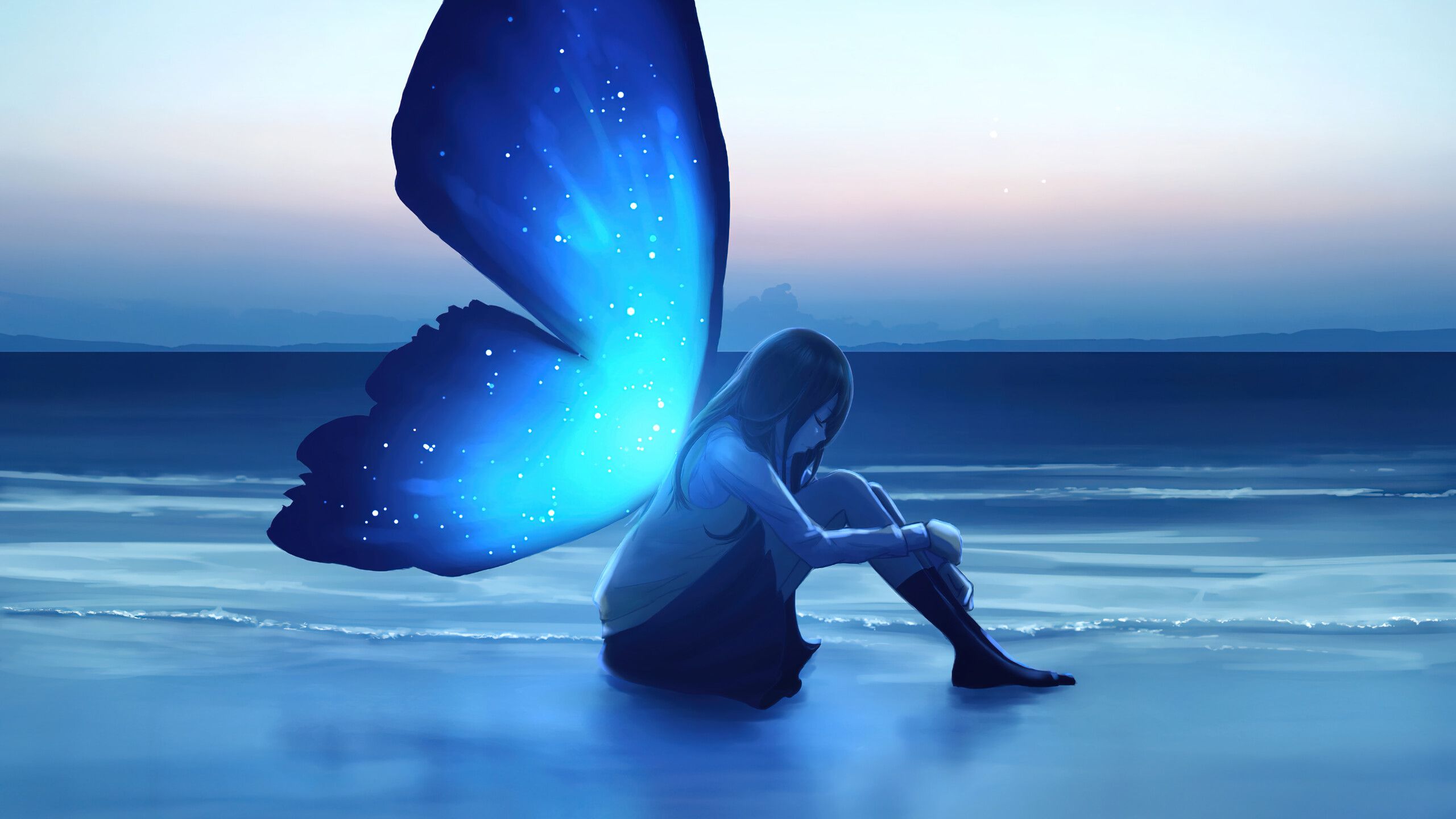 2560x1440 Anime Girl Butterfly Wings Wallpaper 4K HD PC h