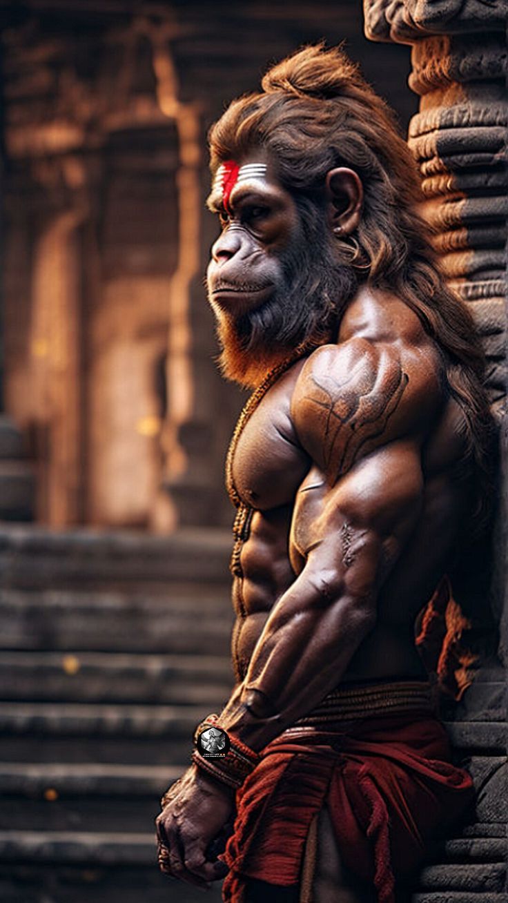 736x1308 lord Hanuman Muscular body