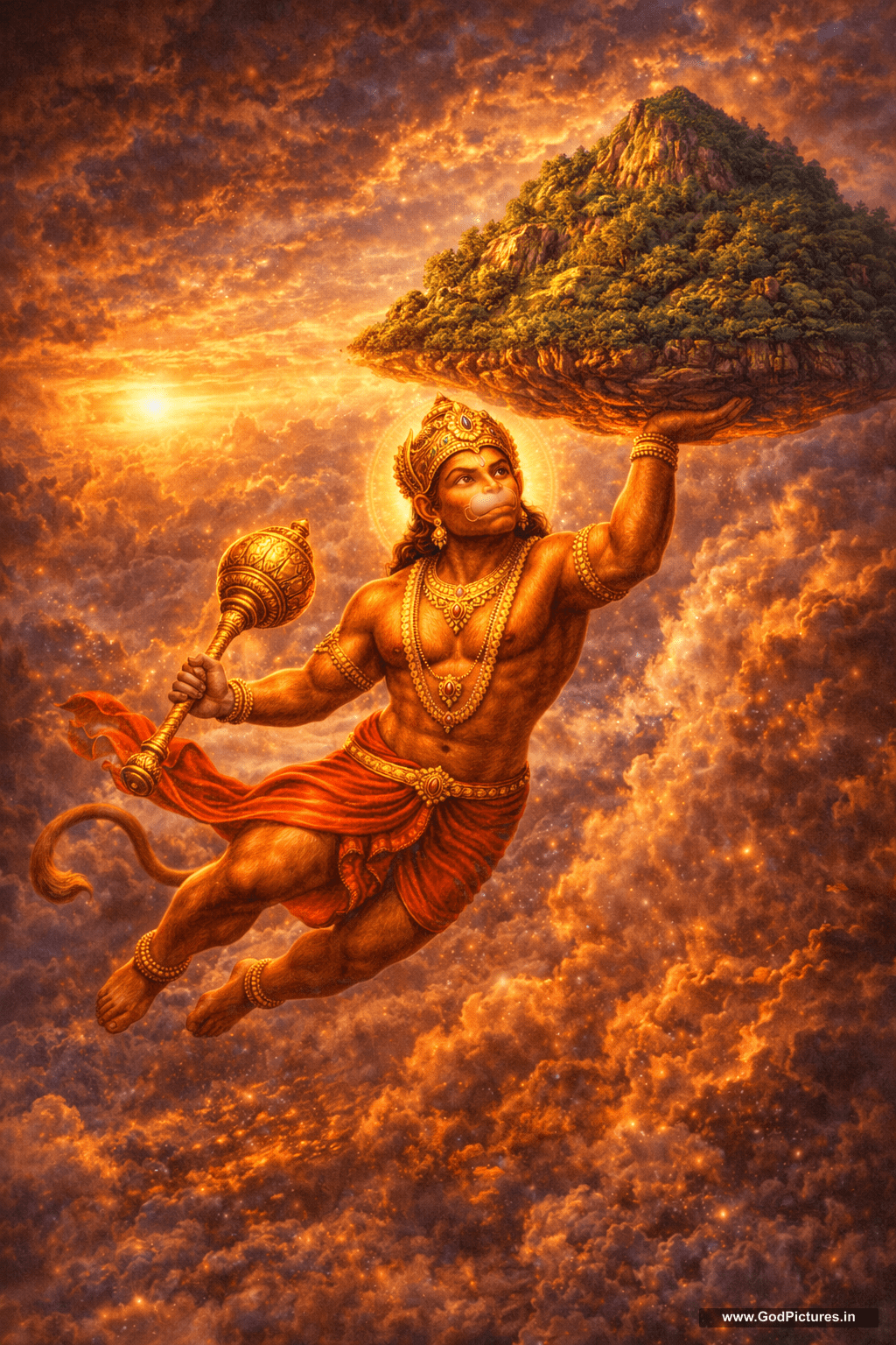 1024x1536 Hanuman Lifting Mountain HD Wallpaper - Dronagiri Sanjeevani