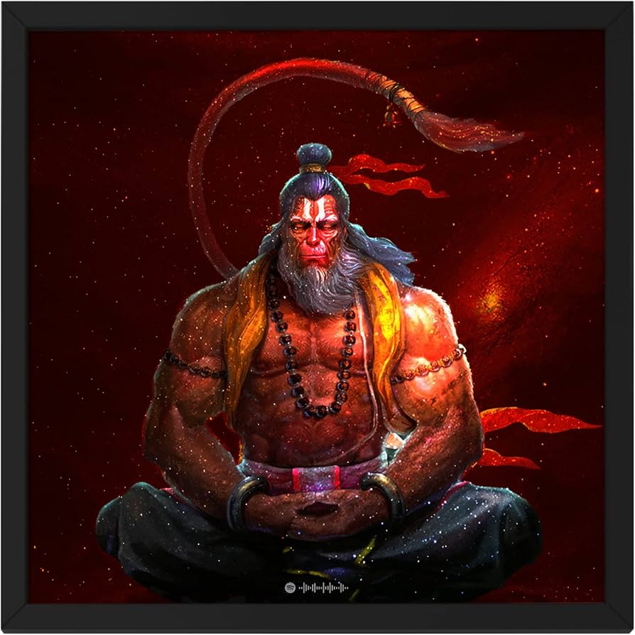 894x894 Ritwika's Abstract Wall Art Of Meditating Hanuman With Spotify QR Code Painting With Frame for Home and Office Decor. Size 13.5 x 13.5 Inch, Set of 1 (Multi Colour) : Amazon.in: Home & Kitchen