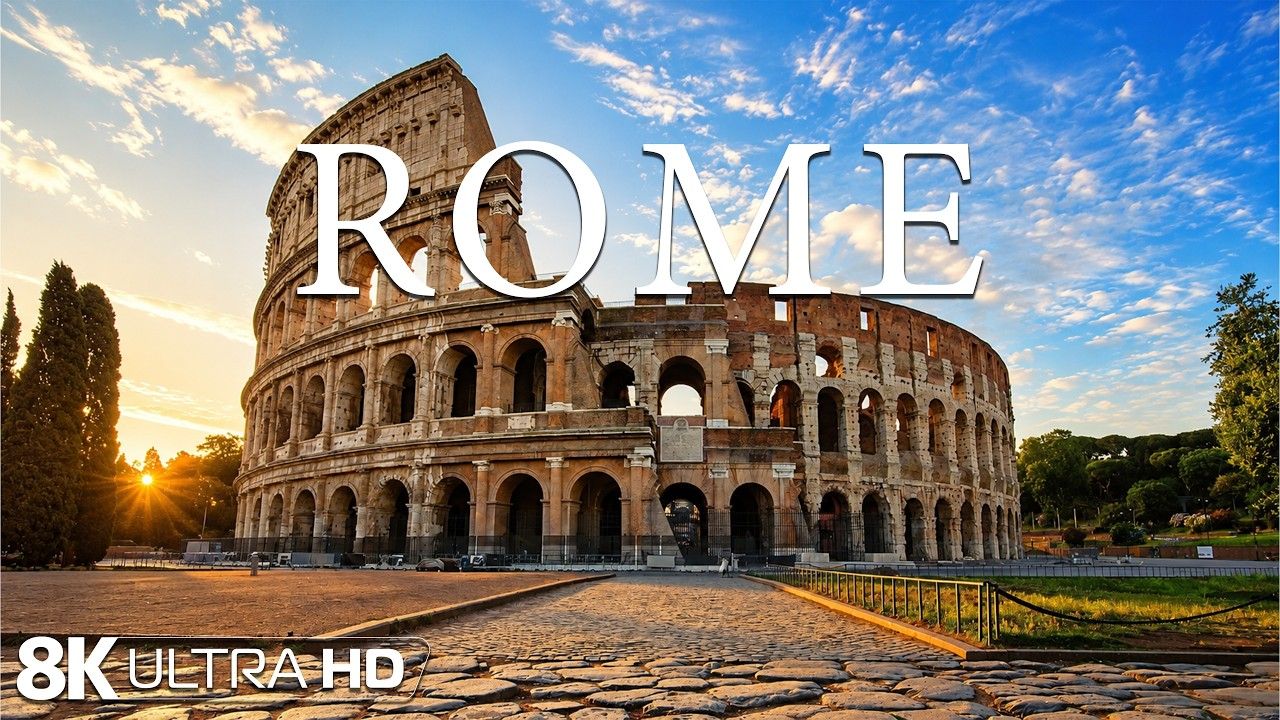 1280x720 Rome 8K. Colosseum, Vatican & Beautiful Italian Architecture