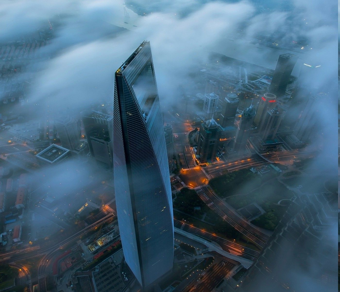 1400x1200 landscape, Skyscraper, Blue, Shanghai, China, Cityscape, Modern, Architecture, Urban, Metropolis, Street Light Wallpaper HD / Desktop and Mobile Background