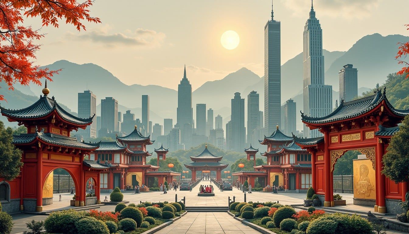 1344x768 Free Modern Meets Traditional Image, Skyscraper, Pagoda
