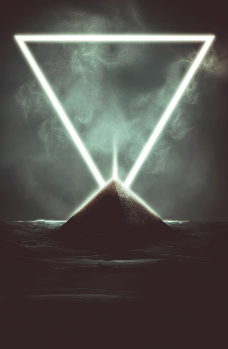800x1221 Pyramid, triangle, smoke, glow, dark, HD phone wallpaper