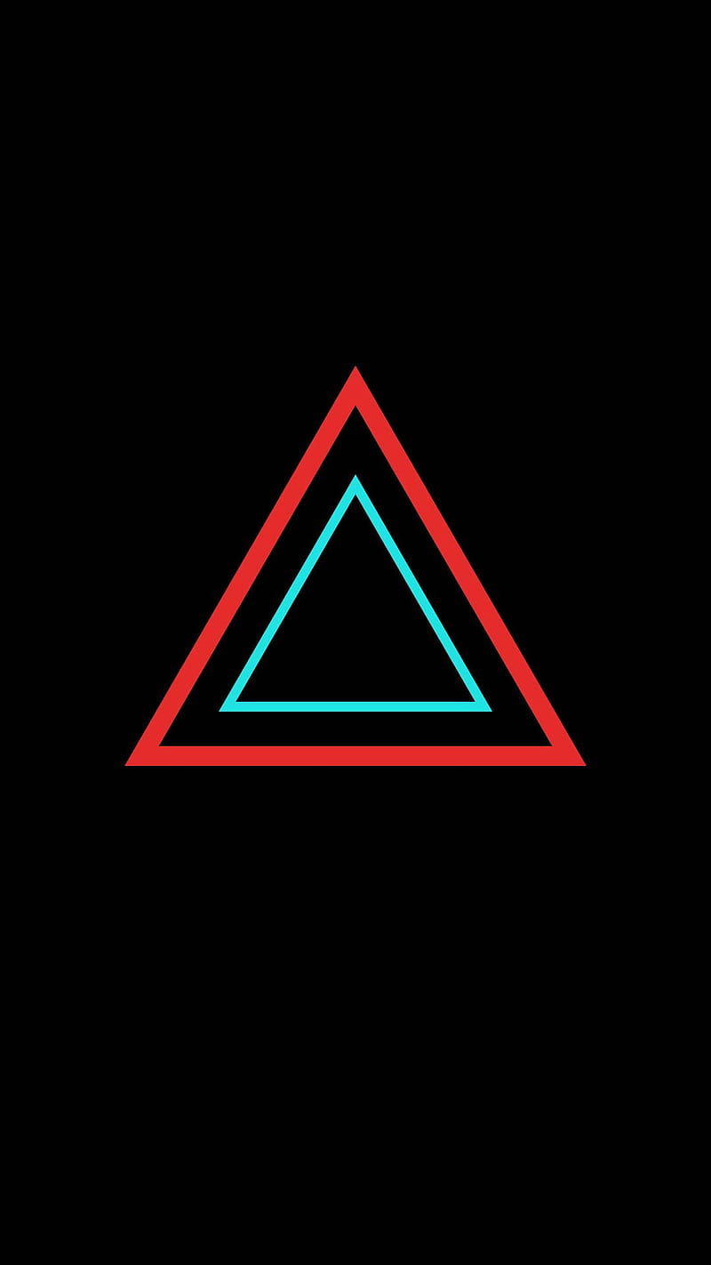 800x1422 Black Pyramid Neon Red Blue Light, Clean Black, HD phone wallpaper