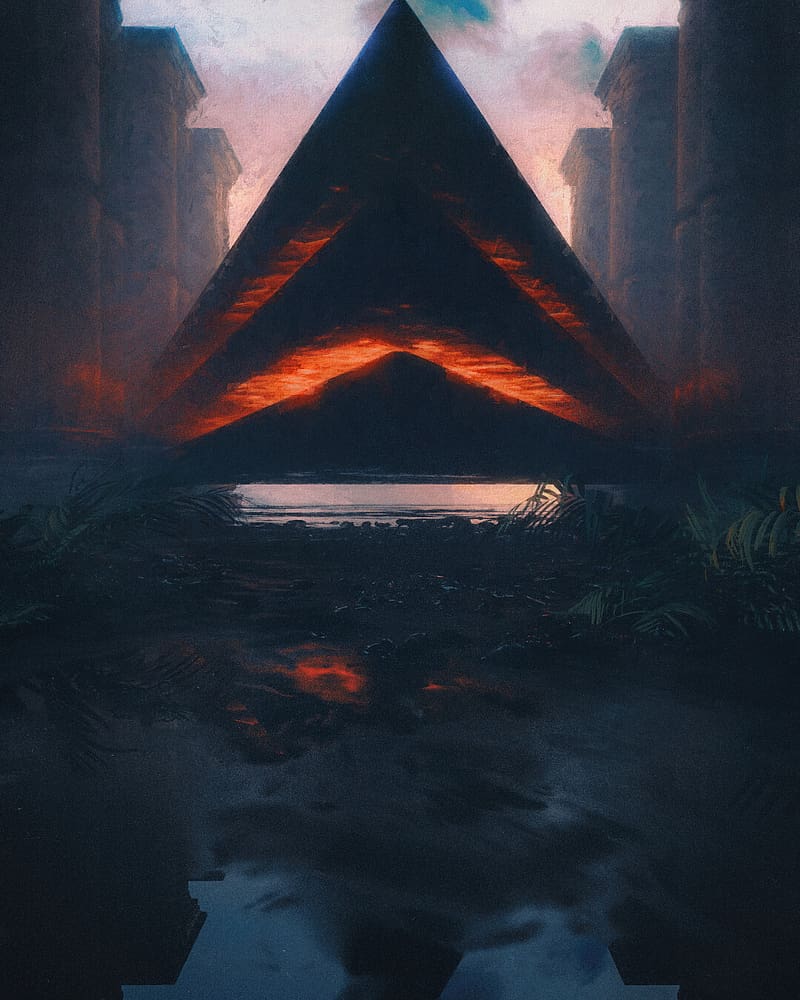800x1000 Pyramid, buildings, dark, art, HD phone wallpaper