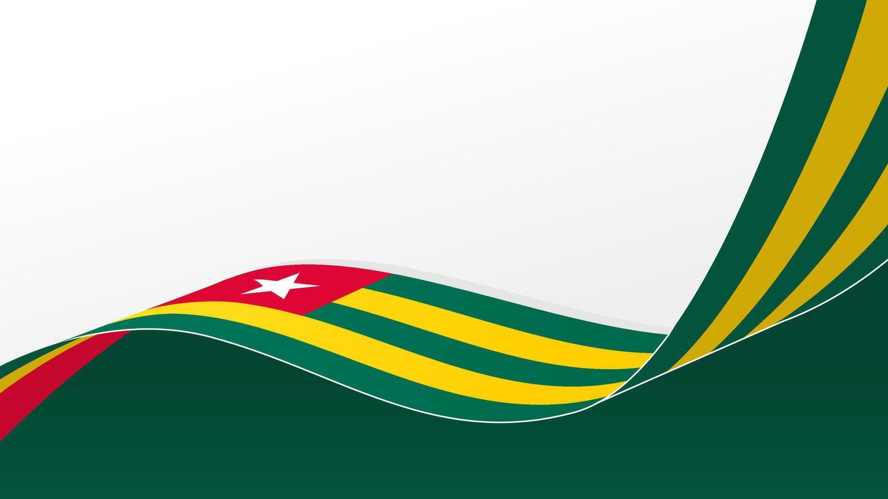 1744x980 wavy Togo flag background with copy space for text. Togo national day