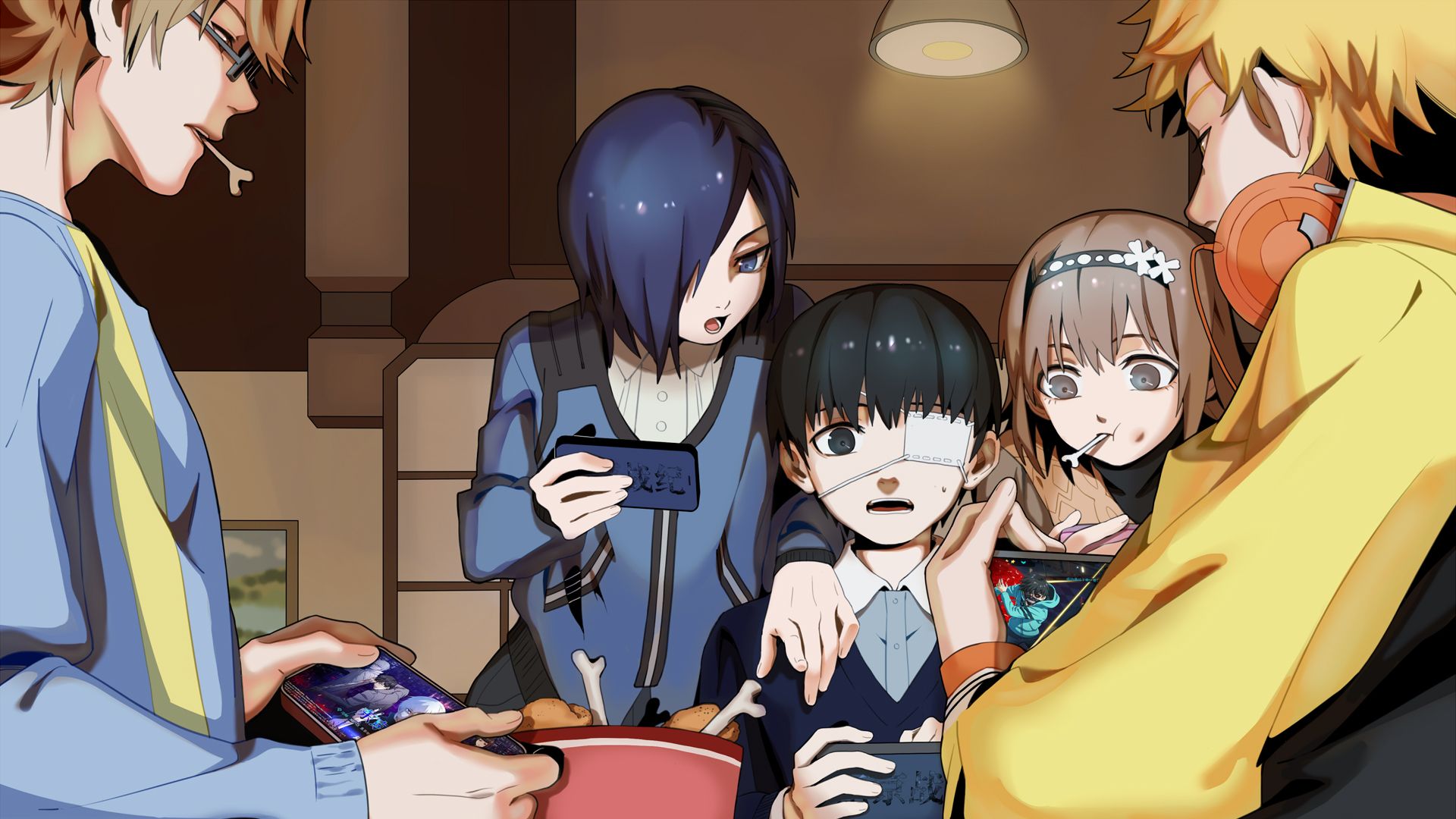 1920x1080 Touka Kirishima Hideyoshi Nagachika Hinami Fueguchi Ken Kaneki Nishiki Nishio HD Tokyo Ghoul Wallpaper