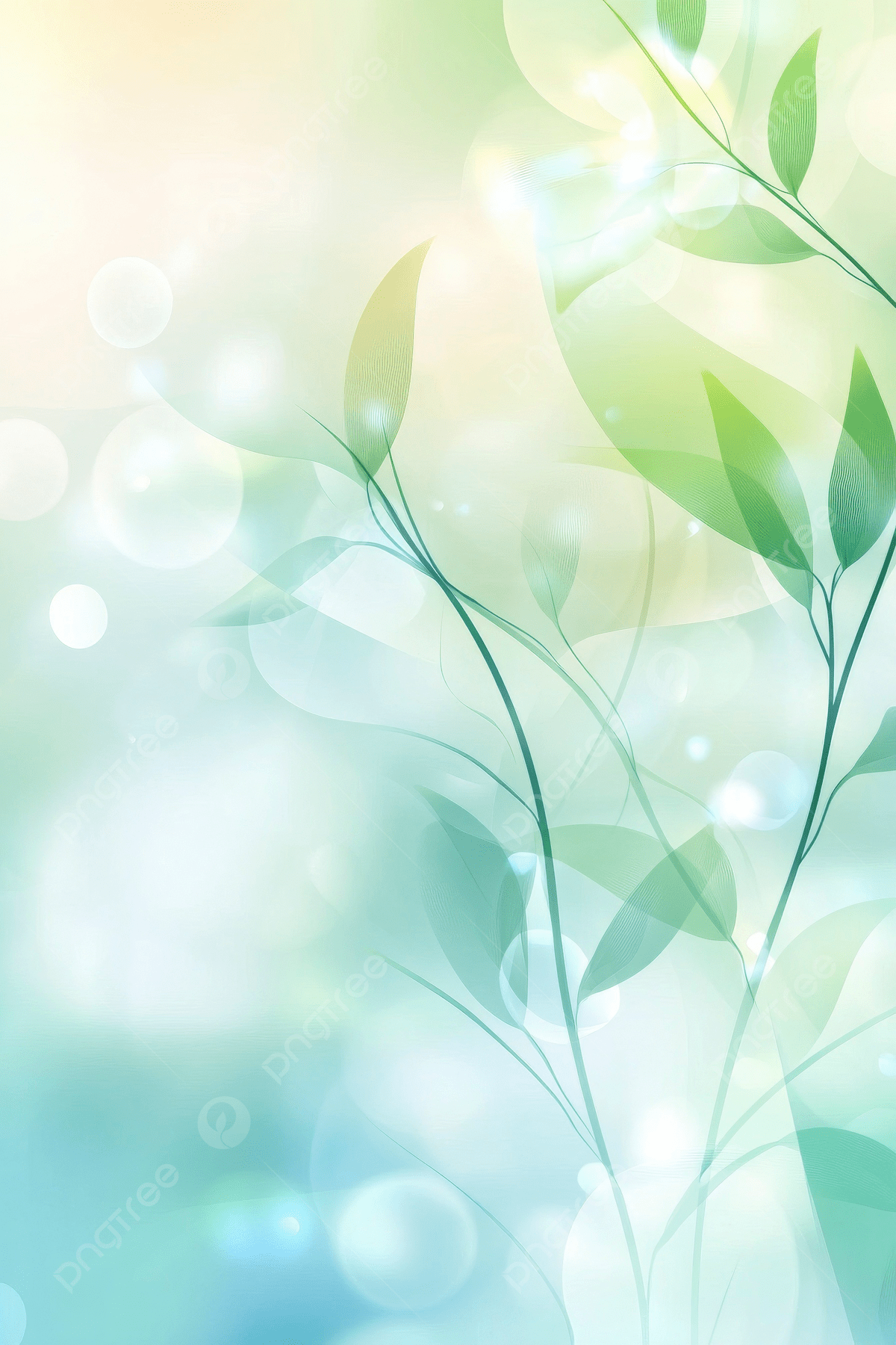 1200x1800 Light Blue And Green Gradient Background With Leaf Bokeh Pattern Wallpaper Image For Free Download