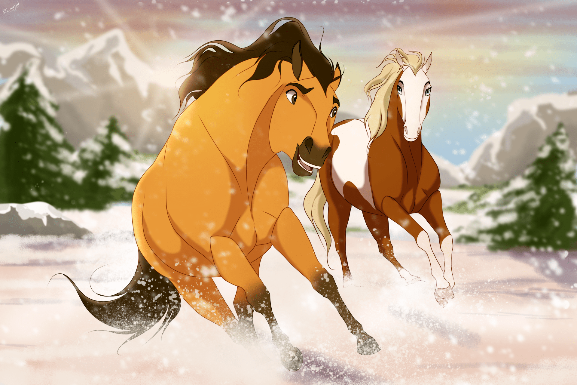 1920x1280 Download Running Horse Winter Movie Spirit: Stallion Of The Cimarron HD Wallpaper