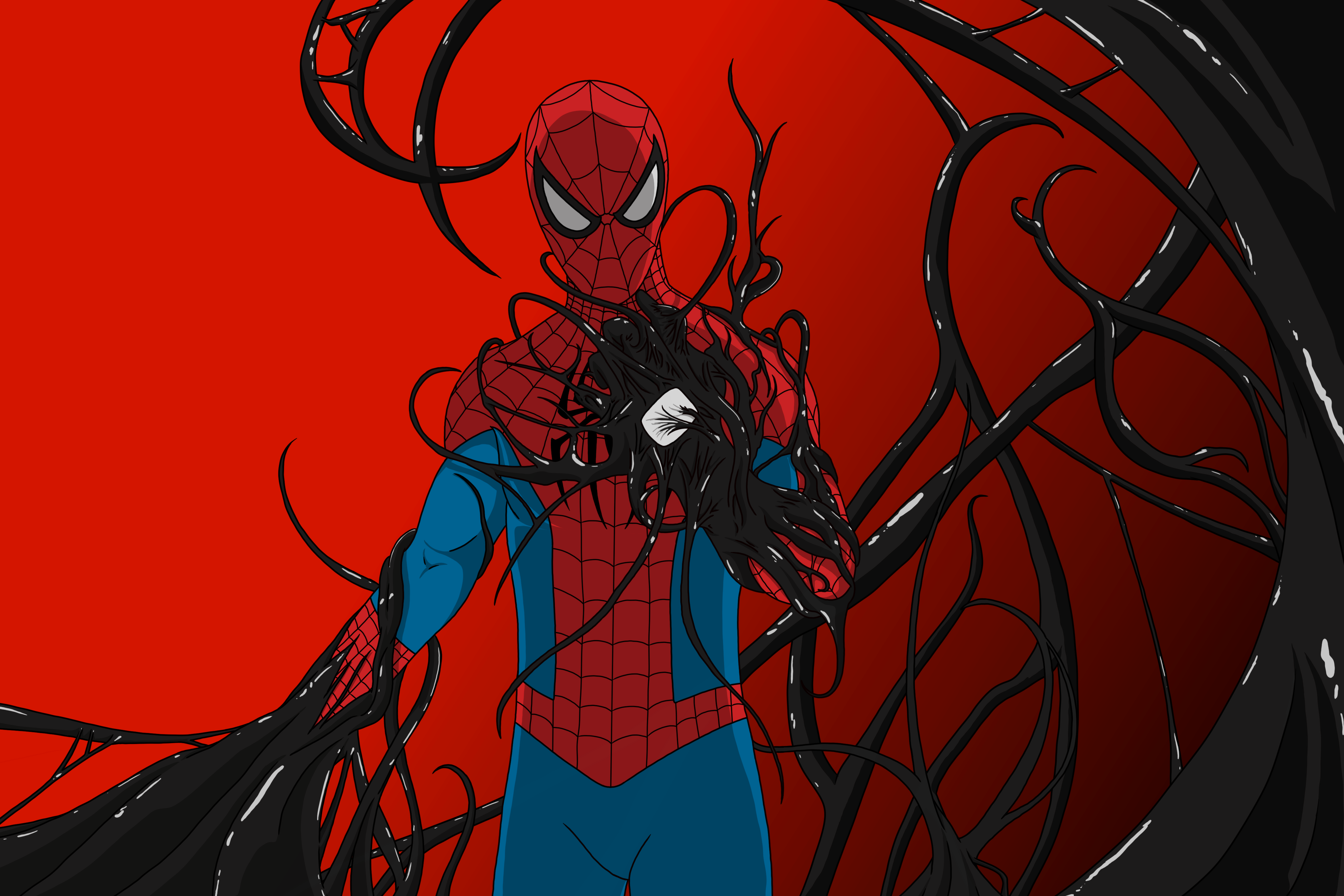 9000x6000 Spider Man Vs. Venom. Marvel Comics 8K Ultra HD Wallpaperx6000