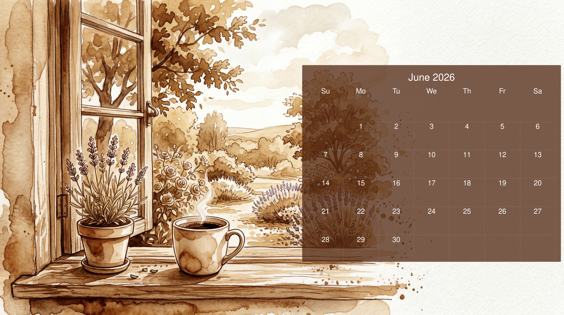 1920x1072 June 2026 Calendar